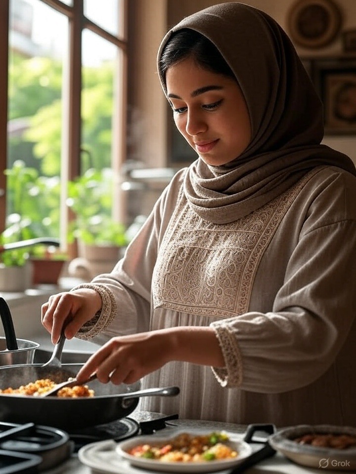 The Islamic Tradwife: (traditional wife). "Image created with AI"